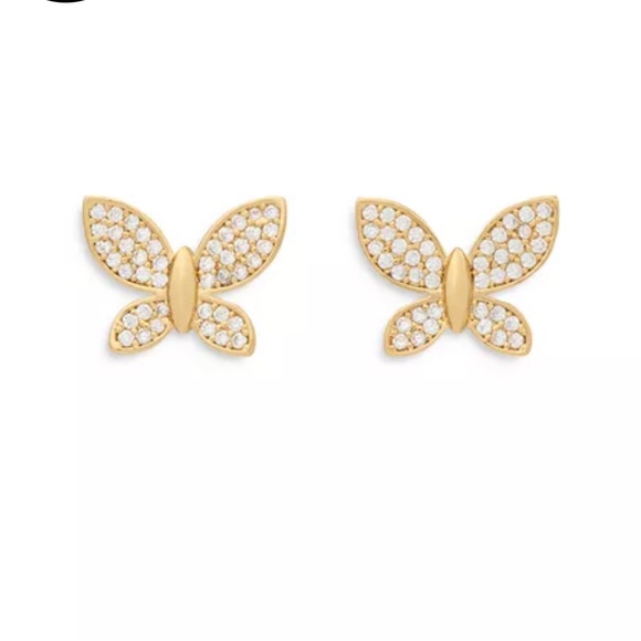 kate spade new york Pavé Butterfly Stud Earrings‎ in Gold Tone NWT - Picture 1 of 4